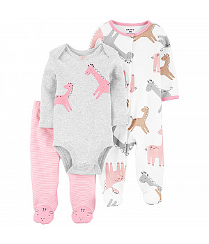 Комплект 3в1 Carter's боді, сліп-чоловічок, штани для дівчинки (46-55cm) (1L760910_NB)