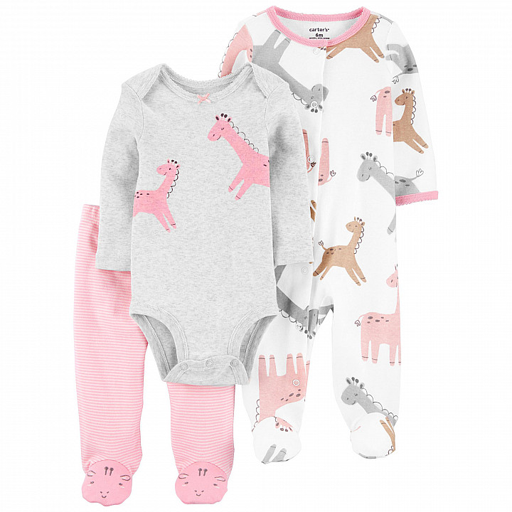 Комплект 3в1 Carter's боді, сліп-чоловічок, штани для дівчинки (46-55cm) (1L760910_NB)