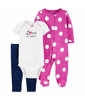 Комплект 3в1 Carter's боді, сліп-чоловічок, штани для дівчинки (46-55cm) (1L761110_NB)