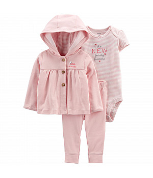 Комплект 3в1 Carter's кардиган, боді, штани для дівчинки (55-61cm) (1L777810_3M)