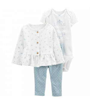 Комплект 3в1 Carter's кардиган, боді, штани для дівчинки (61-69cm) (1L778510_6M)