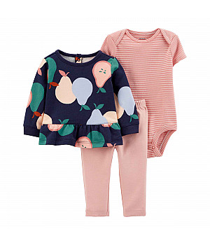 Комплект 3в1 Carter's кардиган, боді, штани для дівчинки (55-61cm) (1M021210_3M)