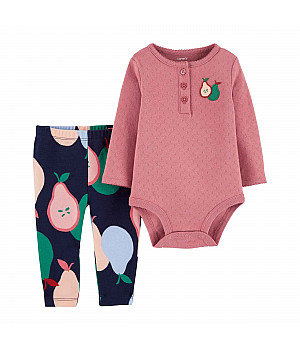 Комплект 2в1 Carter's боді з довгим рукавом, штани для дівчинки (55-61cm) (1M023010_3M)