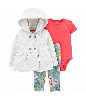 Комплект 3в1 Carter's кардиган, боді, штани для дівчинки (55-61cm) (1M150610_3M)