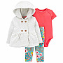 Комплект 3в1 Carter's кардиган, боді, штани для дівчинки (55-61cm) (1M150610_3M)