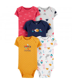 Комплект боді 5в1 Carter's короткий рукав для дівчинки (1I722310_NB)