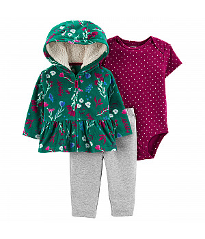 Комплект (3 шт.) Carter's кардиган, боді, штани для дівчинки (72-76cm) (1M729510_12M)