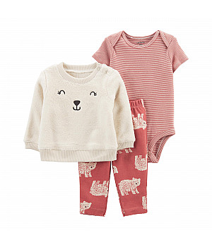 Комплект (3 шт.) Carter's кардиган, боді, штани для дівчинки (55-61cm) (1M729910_3M)