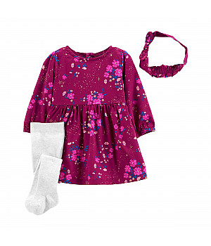 Комплект (3 шт.) Carter`s сукня, аксесуар, колготки для дівчинки (72-76cm) (1M759110_12M)
