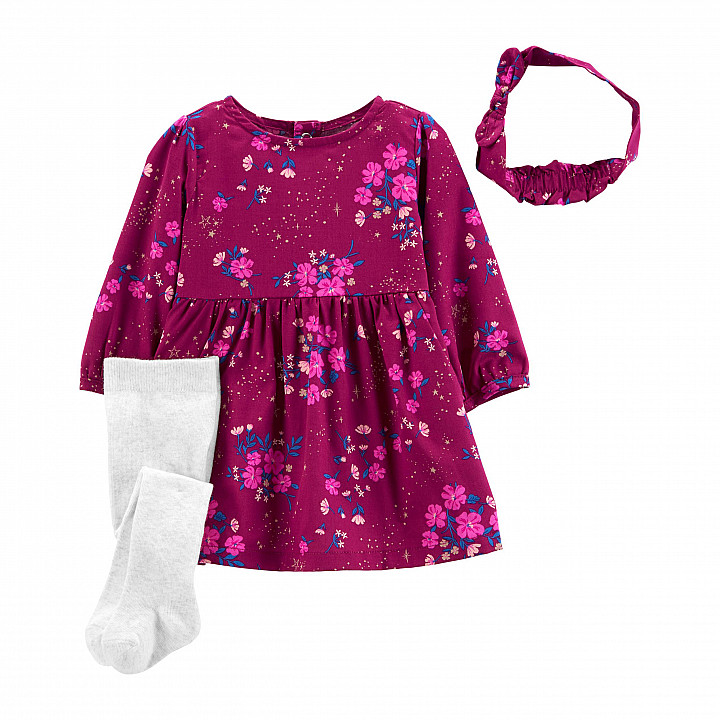 Комплект (3 шт.) Carter`s сукня, аксесуар, колготки для дівчинки (72-76cm) (1M759110_12M)
