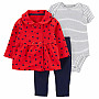 Комплект 3в1 Carter`s кардиган, боді, штани для дівчинки 55-61 cm (1M728510_3M)