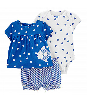 Комплект 3в1 Carter's боді, футболка, шорти для дівчинки 72-76 cm (1N040110_12M)