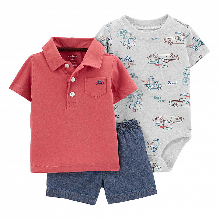 Комплект 3в1 Carter`s боді, футболка, шорти для хлопчика 69-72 cm (1N046010_9M)